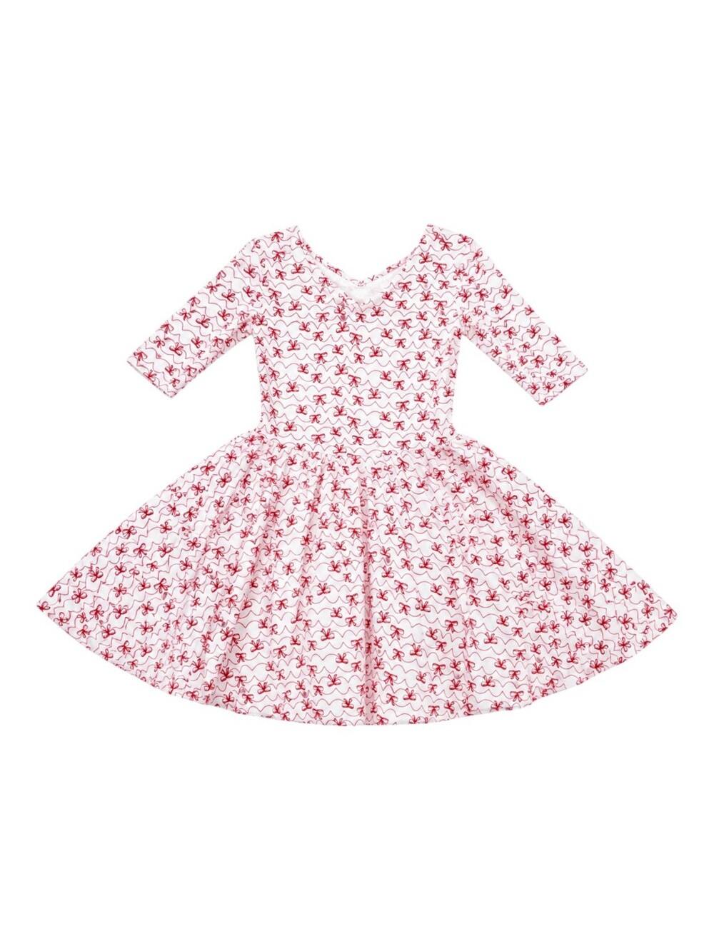 Dot Dot Smile Kids Twirly Dress Spinny White Red  Bow Ribbon Girls Size 5 6